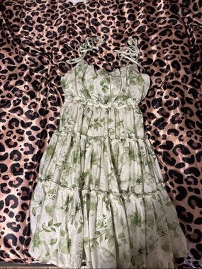 Green Floral Tiered Sundress